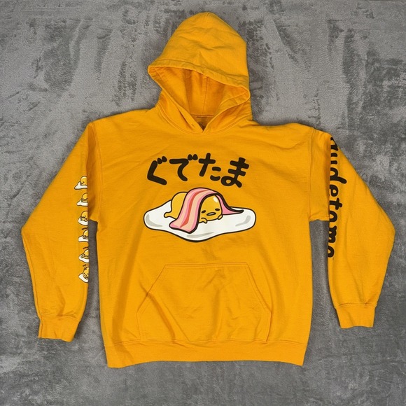 Sanrio Tops - GUDETAMA Sanrio Yellow Pullover Hoodie Sweatshirt Size Large